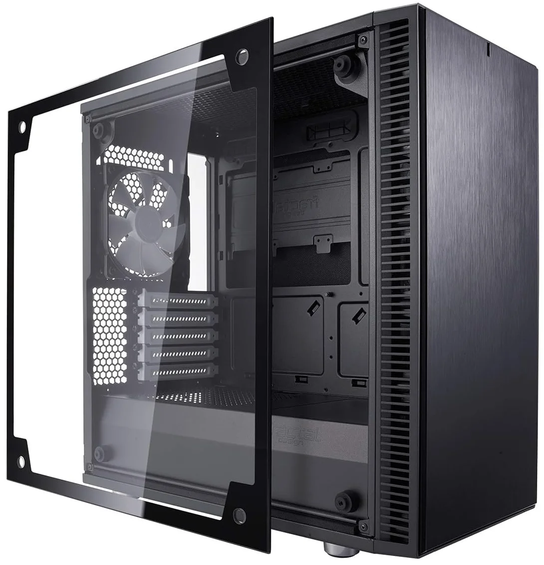 Корпус Fractal Design Define Mini C TG / без БЖ / Mini-Tower / mATX / Tempered Glass / 2x120mm Fans / USB 3.0 / Чорний, фото №3 Корпус Fractal Design Define Mini C TG / без БЖ / Mini-Tower / mATX / Tempered Glass / 2x120mm Fans / USB 3.0 / Чорний, фото №3