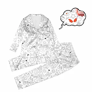 Детская пижама для раскрашивания Белый мультяшный принт synthetic.ua - Фото 1