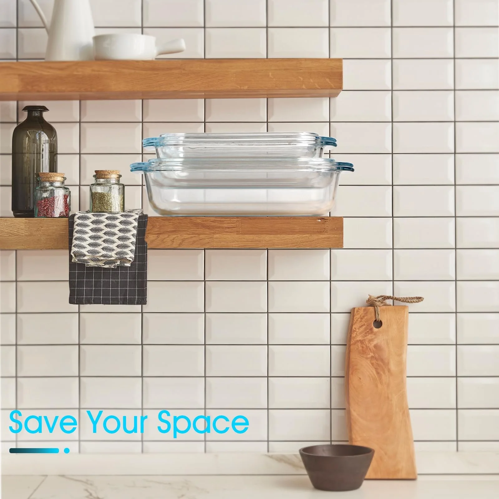 Форма для запекания NUTRIUPS 1.35 L прямоугольная стеклянная с крышкой термостойкая, фото №6