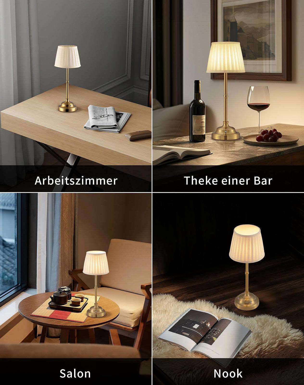 Настільна лампа LED Wireless Vintage 4000 мАг Акумуляторна Золотий і Бежевий, фото №6