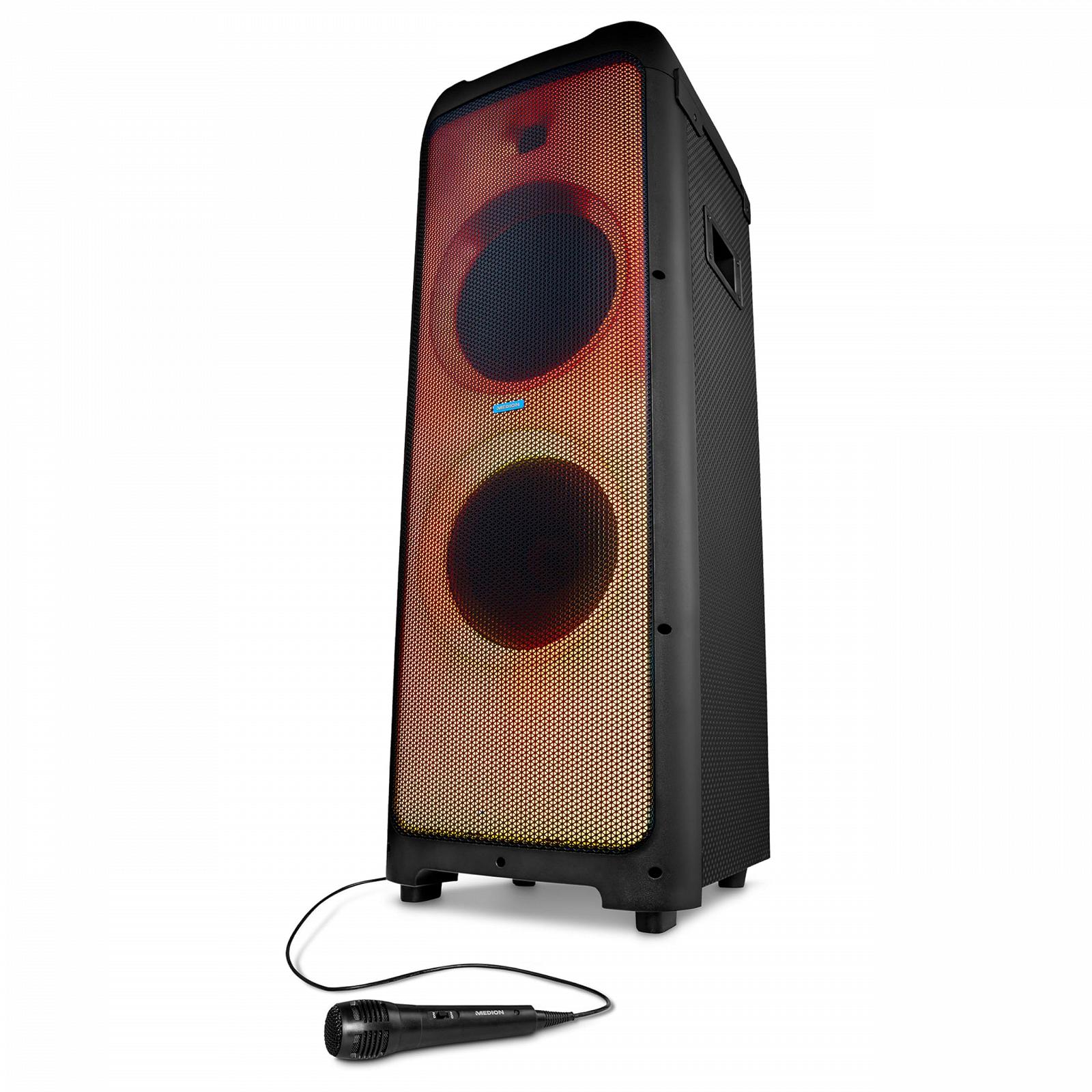 Колонка MEDION X61350 Party Sound System с микрофоном LED подсветка 2 x 85 Вт + 350 Вт RMS сабвуфер, фото №1 Колонка MEDION X61350 Party Sound System с микрофоном LED подсветка 2 x 85 Вт + 350 Вт RMS сабвуфер, фото №1