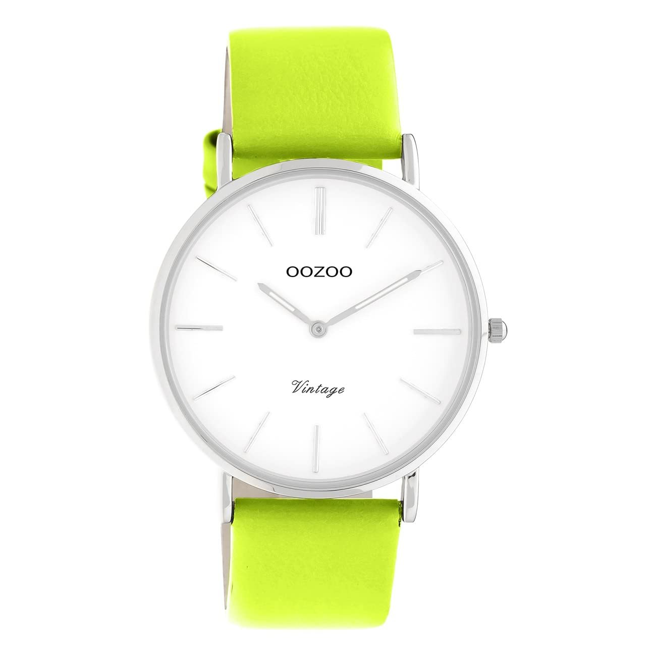 Женские часы Oozoo Vintage Series UOC20300 Аналоговые Кожа Желтый Зеленый UOC20300, серебристый / белый, Ремешок., фото №1