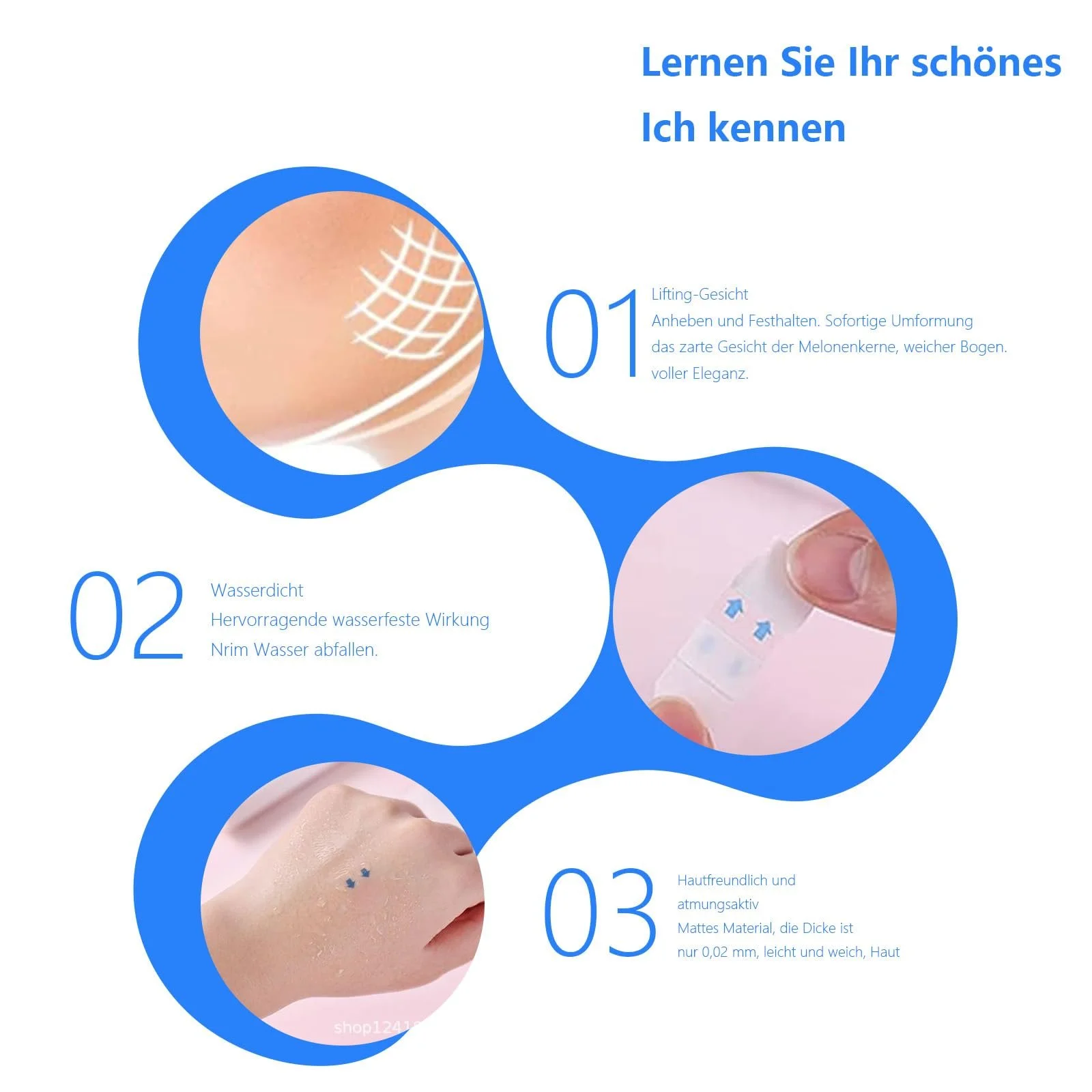 Наклейки для підтяжки обличчя GIONAR, 120 шт., V-подібна підтяжка обличчя, фото №3