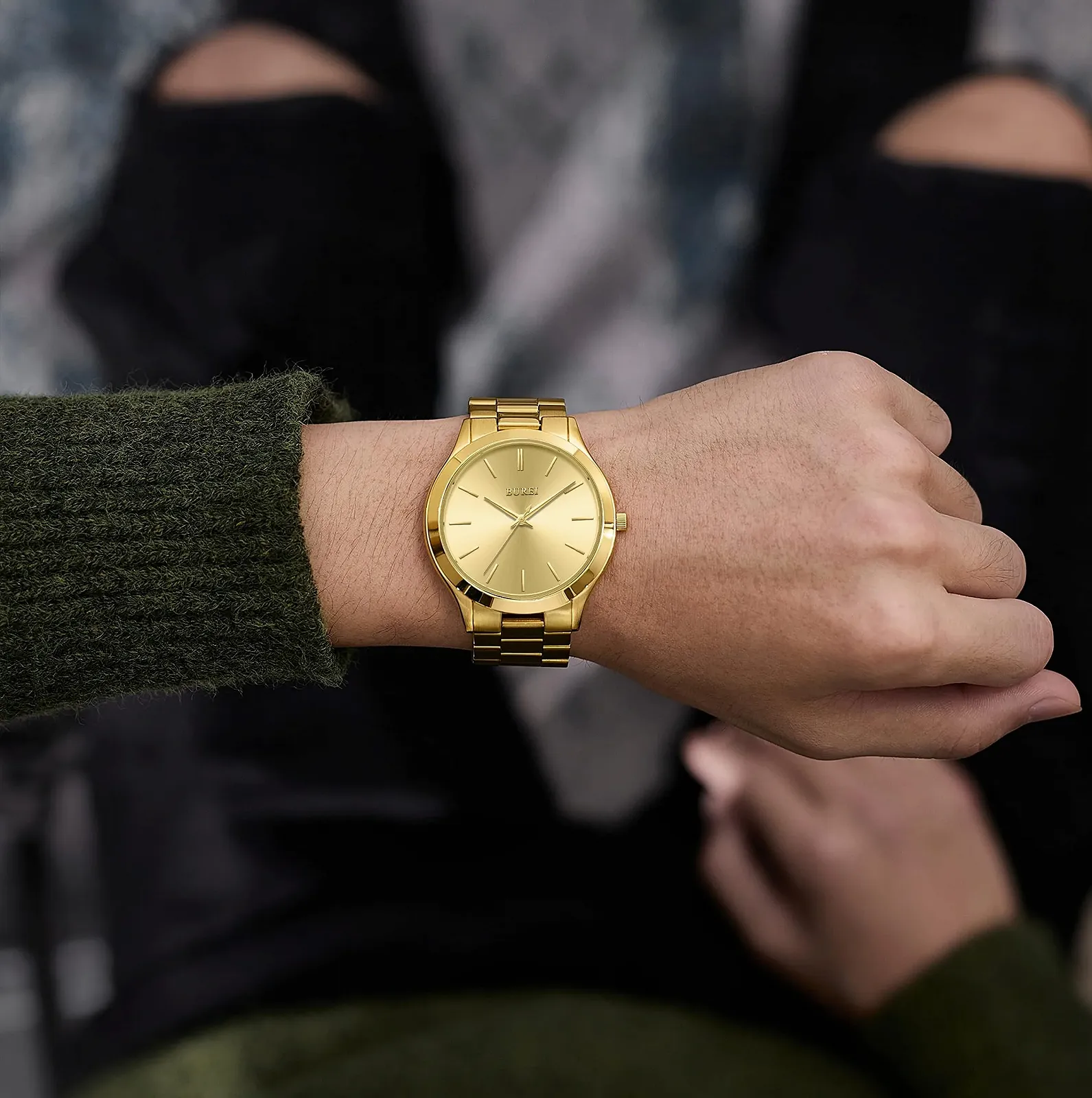 Мужские аналоговые часы BUREI Кварцевые из нержавеющей стали Водонепроницаемые, фото №5 Мужские аналоговые часы BUREI Кварцевые из нержавеющей стали Водонепроницаемые, фото №5