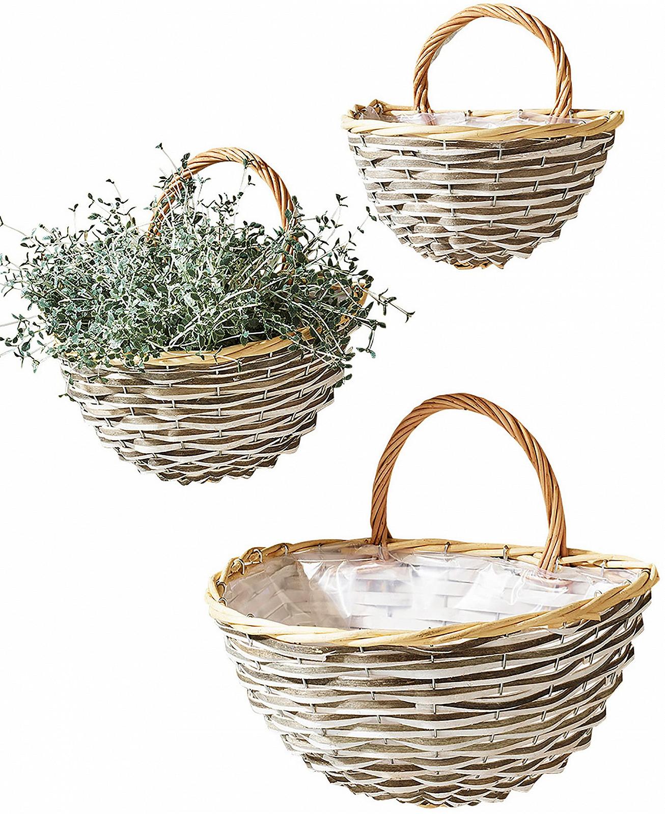 Настінні кошики Kobolo набір 3 шт. дерево з плівкою Сірий, фото №1