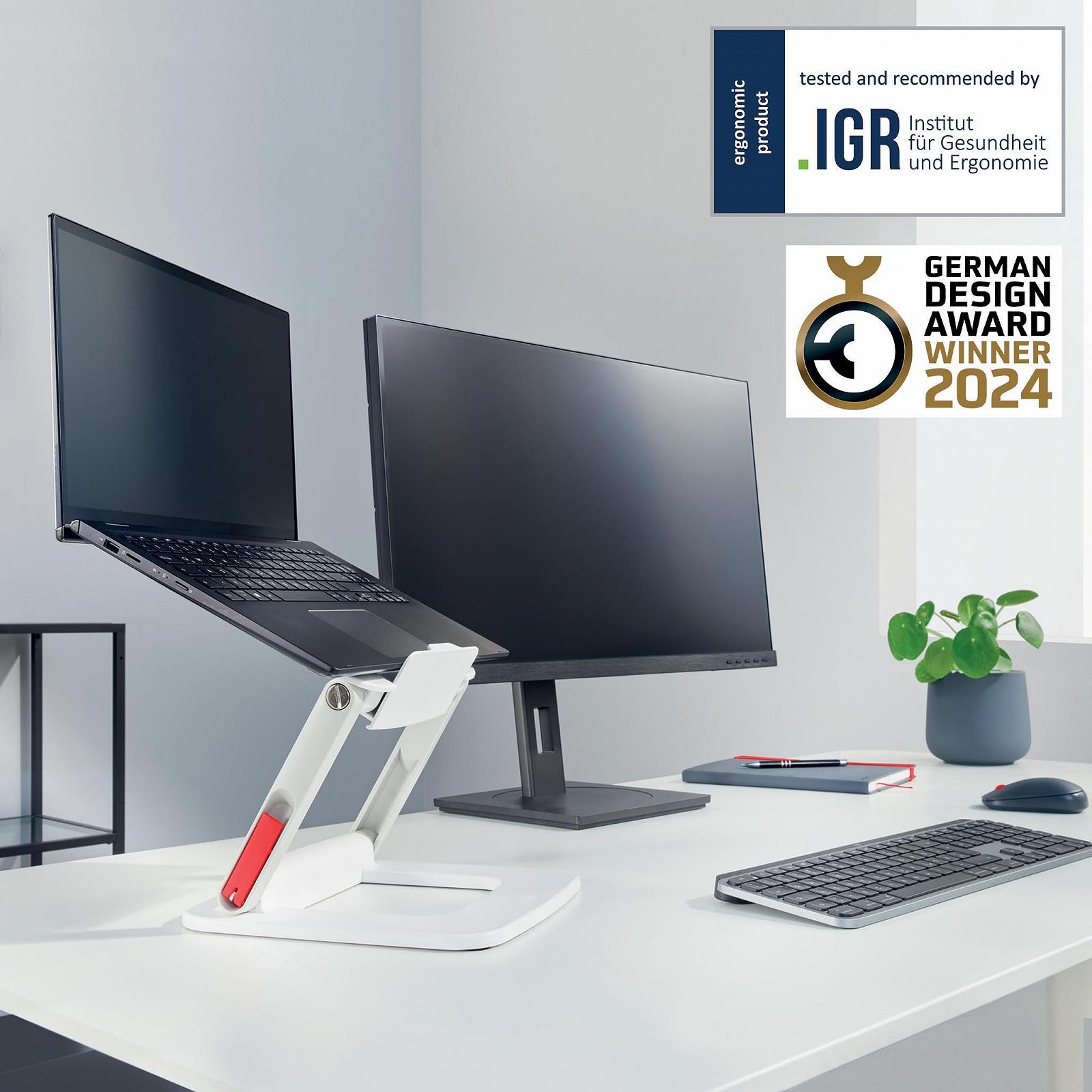 Підставка для ноутбука Leitz Ergo 64240001 з регулюванням висоти та кута нахилу для ноутбуків 13-15 дюймів, 63% переробленого пластику, 6 комбінацій висоти та кута, фото №4 Підставка для ноутбука Leitz Ergo 64240001 з регулюванням висоти та кута нахилу для ноутбуків 13-15 дюймів, 63% переробленого пластику, 6 комбінацій висоти та кута, фото №4