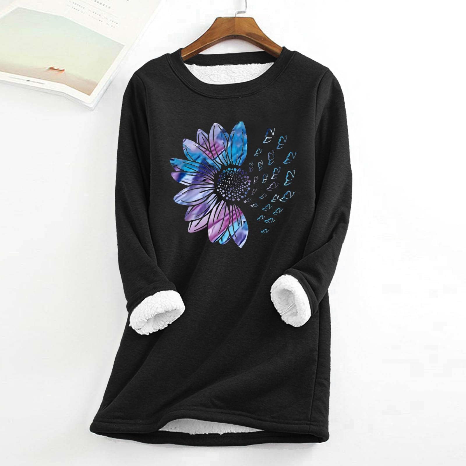 Женский свитшот Generisch Без капюшона Классический Oversized Черный, фото №2