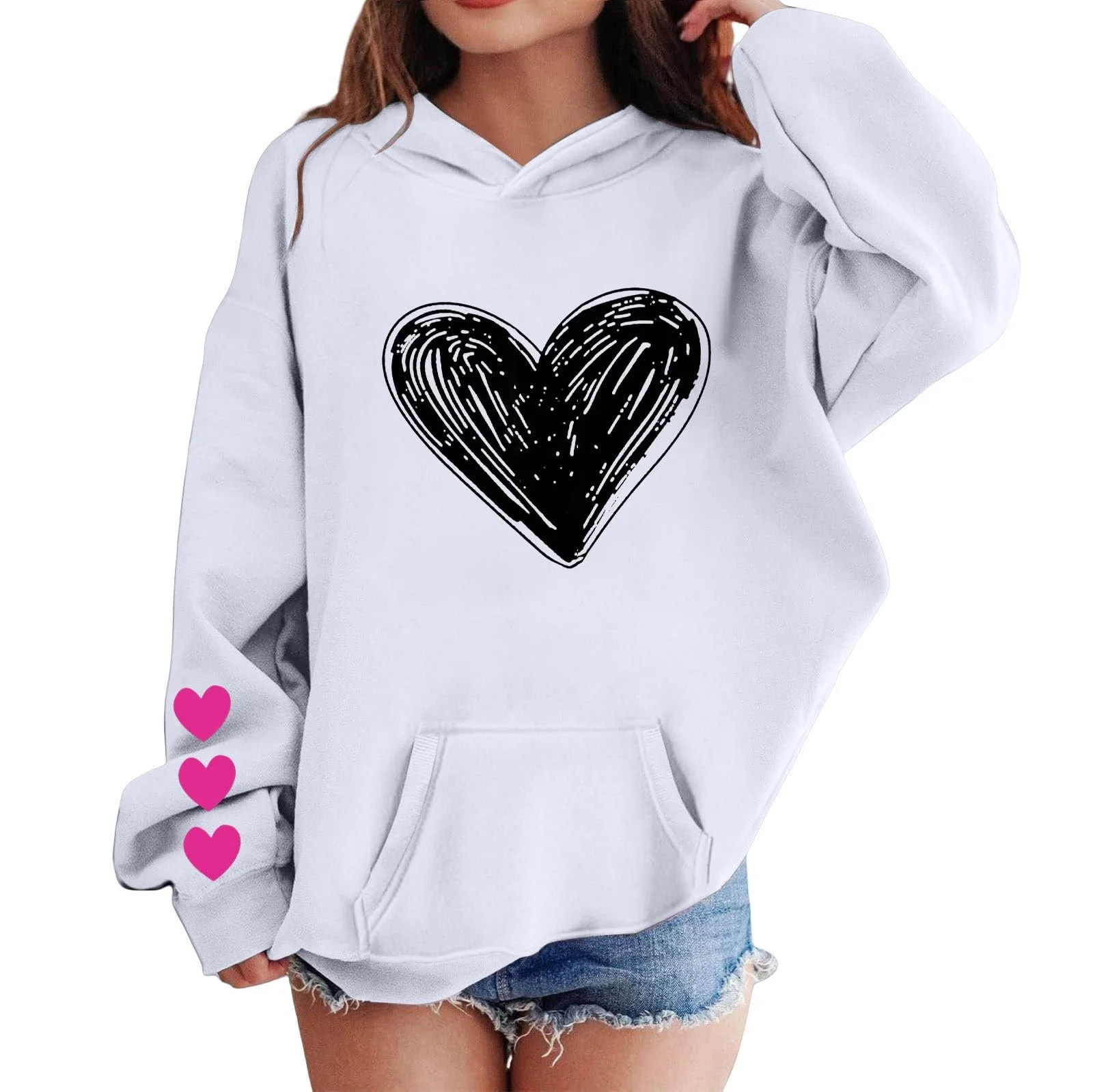 Худи Generisch для девочек и мальчиков, с длинными рукавами, мягкая толстовка с графическим рисунком, милый пуловер для детей, одежда для девочек, однотонный пуловер для мальчиков, размер 176, фото №1