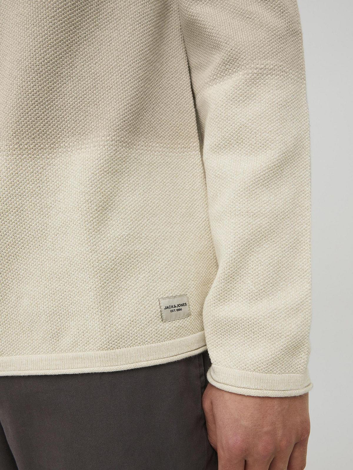 Вязаний пуловер JACK & JONES JJEHILL чоловічий, з круглим вирізом, базова бавовняна сорочка з довгим рукавом, фото №5