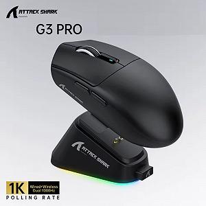 Мышь Attack Shark G3Pro Black 25000DPI PAM3311 Wireless Bluetooth с зарядной базой synthetic.ua - Фото 1
