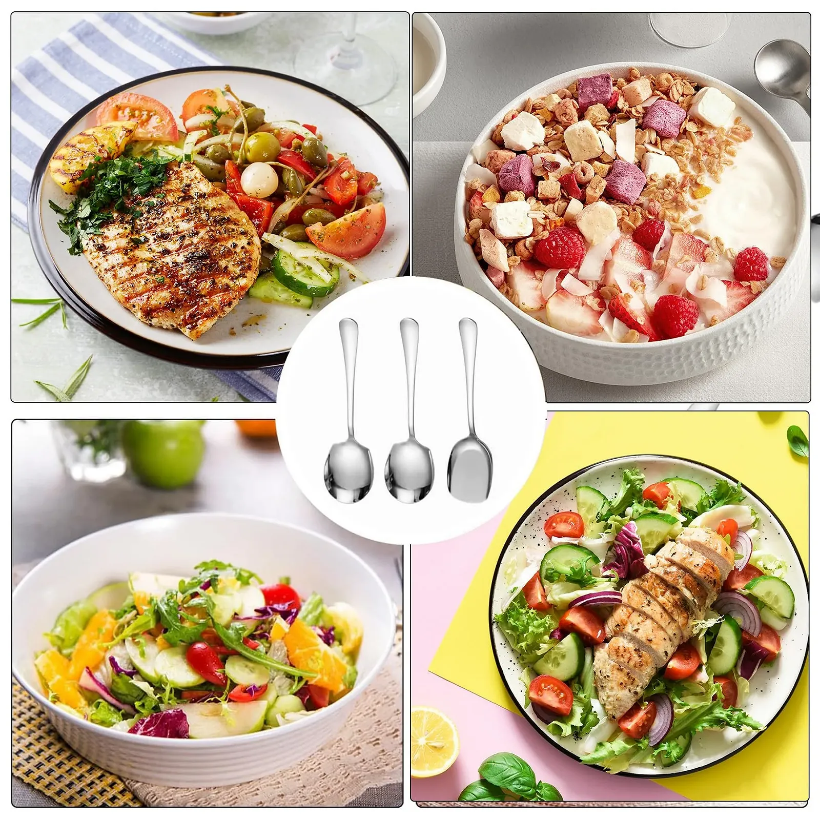 Ложка для сервірування з нержавіючої сталі Сріблястий, набір з 3 штук, фото №6