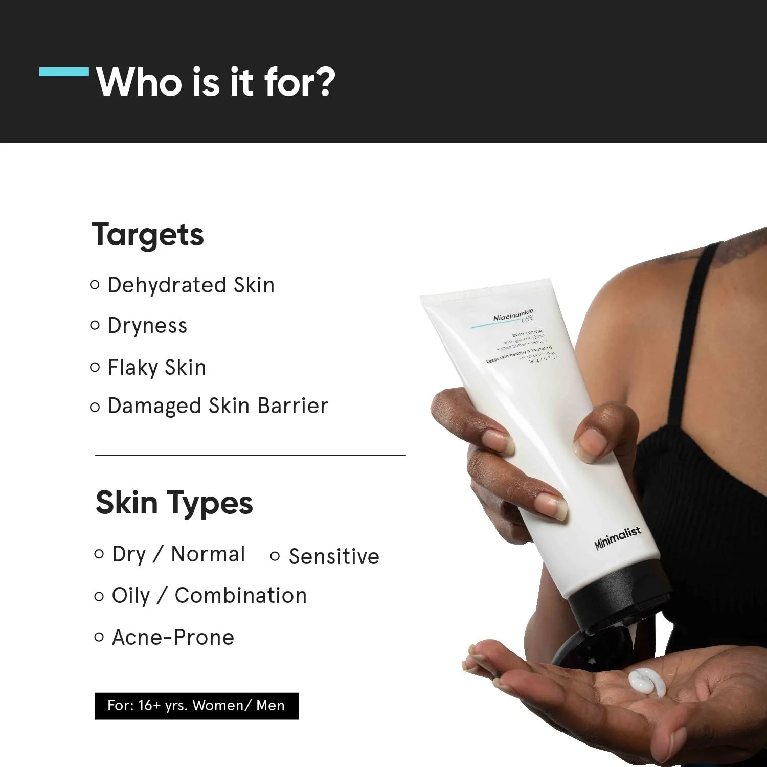 Лосьон для тела Minimalist Niacinamid 5% увлажняющий для мужчин и женщин, 180 г (1 шт. в упаковке), фото №2