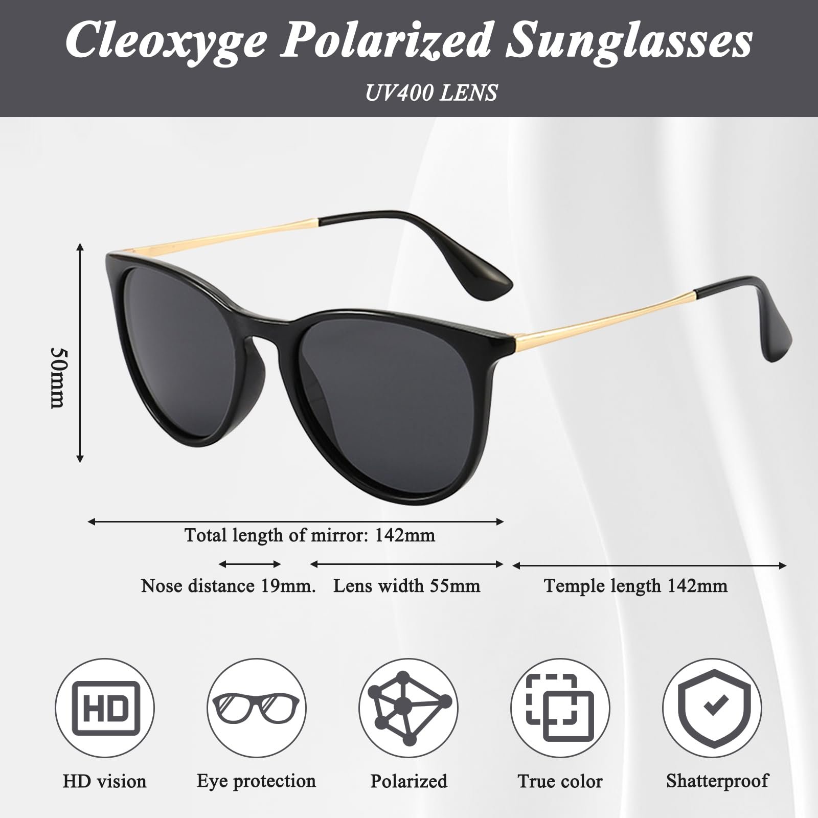 Жіночі сонцезахисні окуляри (2 шт.) Поляризовані Жіночі Ретро Дизайн UV400, фото №3