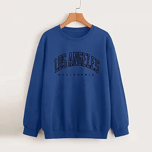 Женский свитшот с принтом Los Angeles Колледж преппи стиль повседневный наряд Backwoods однотонный круглый вырез буквы Калифорния легкий деревенский стиль буквы synthetic.ua - Фото 1