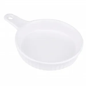 Форма для запікання LIFKOME керамічна кругла біла з однією ручкою - Фото 1