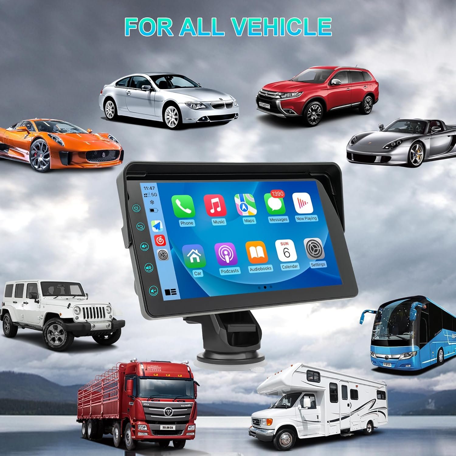 Автомагнитола WSRADIOKITS / 7" / Сенсорная / Apple CarPlay / Android Auto / Bluetooth / FM / AUX / USB, фото №4