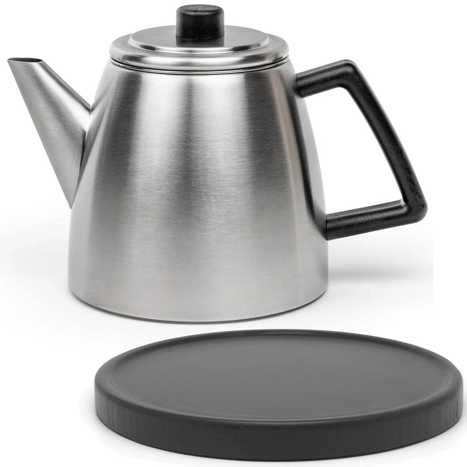 Чайник-заварник Bredemeijer З нержавіючої сталі 1.1 літра з фільтром для чаю та чорною дерев'яною підставкою, фото №1