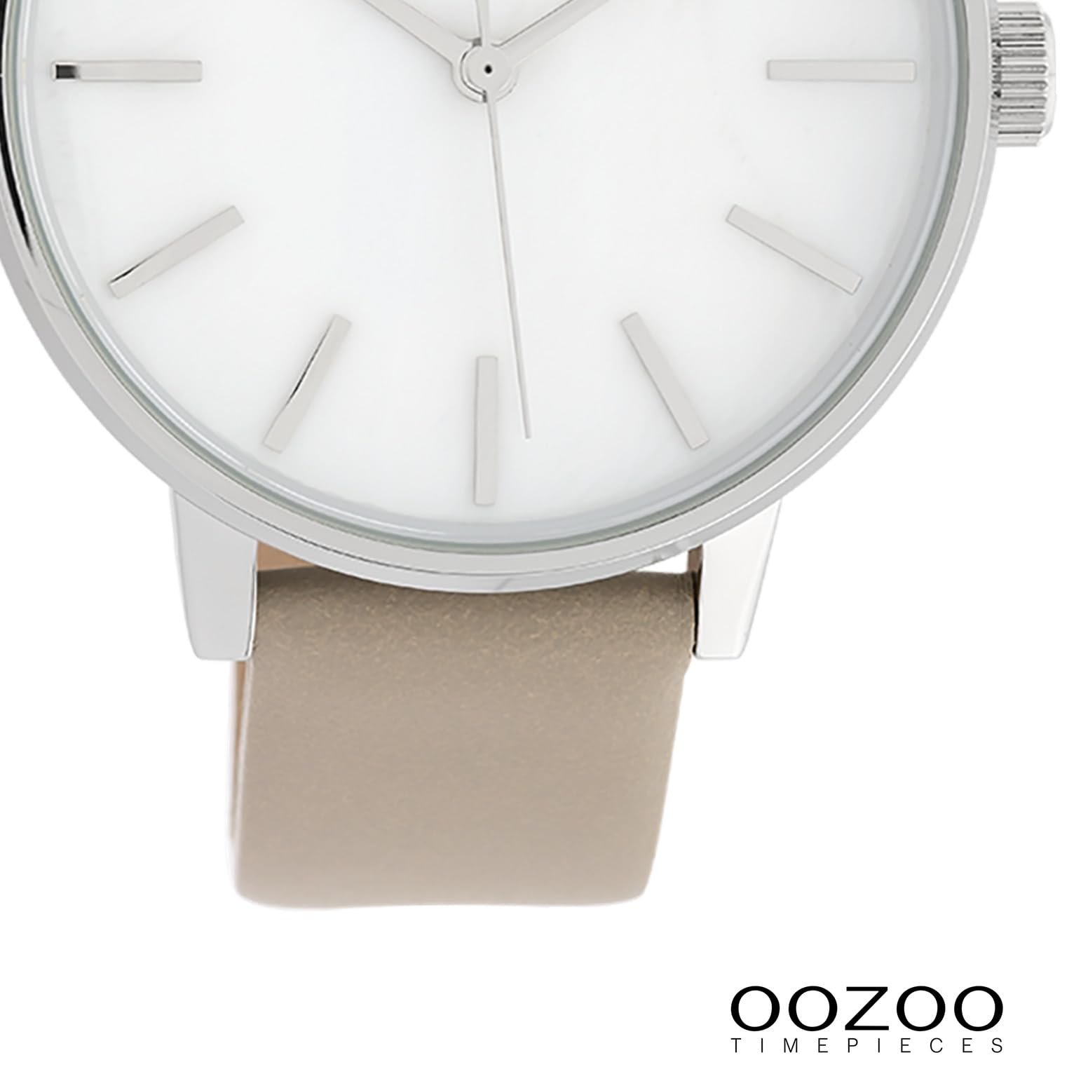 Женские часы Oozoo C10118 Перламутровый циферблат, кожаный ремешок, 42 мм, перламутровый / серо-коричневый, серебристый / белый, ремешок., фото №3