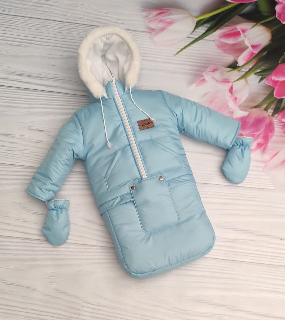 Дитячий зимовий комбінезон 3в1: конверт, куртка, штани блакитною (EL00013), фото №3 Дитячий зимовий комбінезон 3в1: конверт, куртка, штани блакитною (EL00013), фото №3
