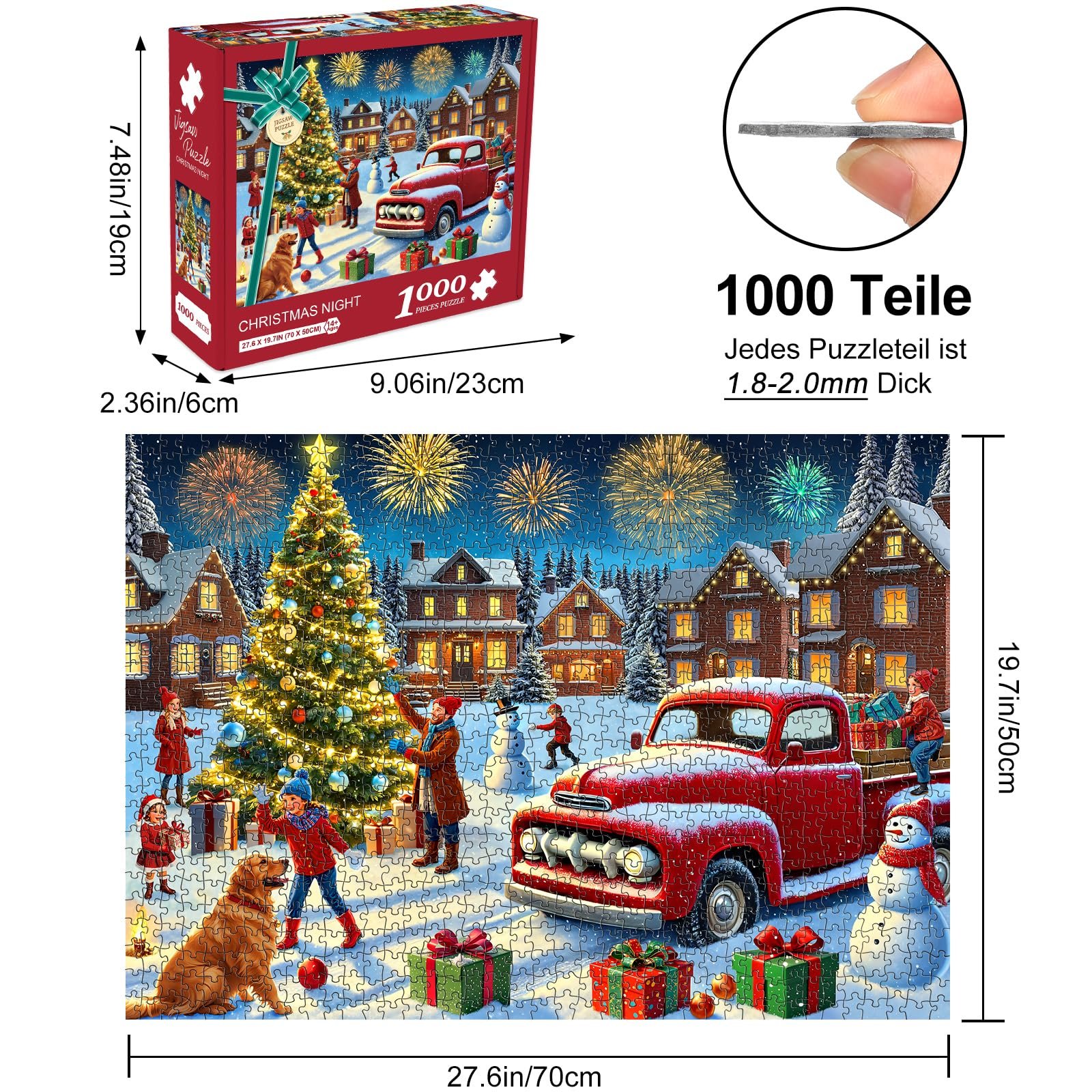 Пазл 1000 деталей для взрослых Рождественская тематика Зимняя сцена 70 x 50 см, фото №2 Пазл 1000 деталей для взрослых Рождественская тематика Зимняя сцена 70 x 50 см, фото №2