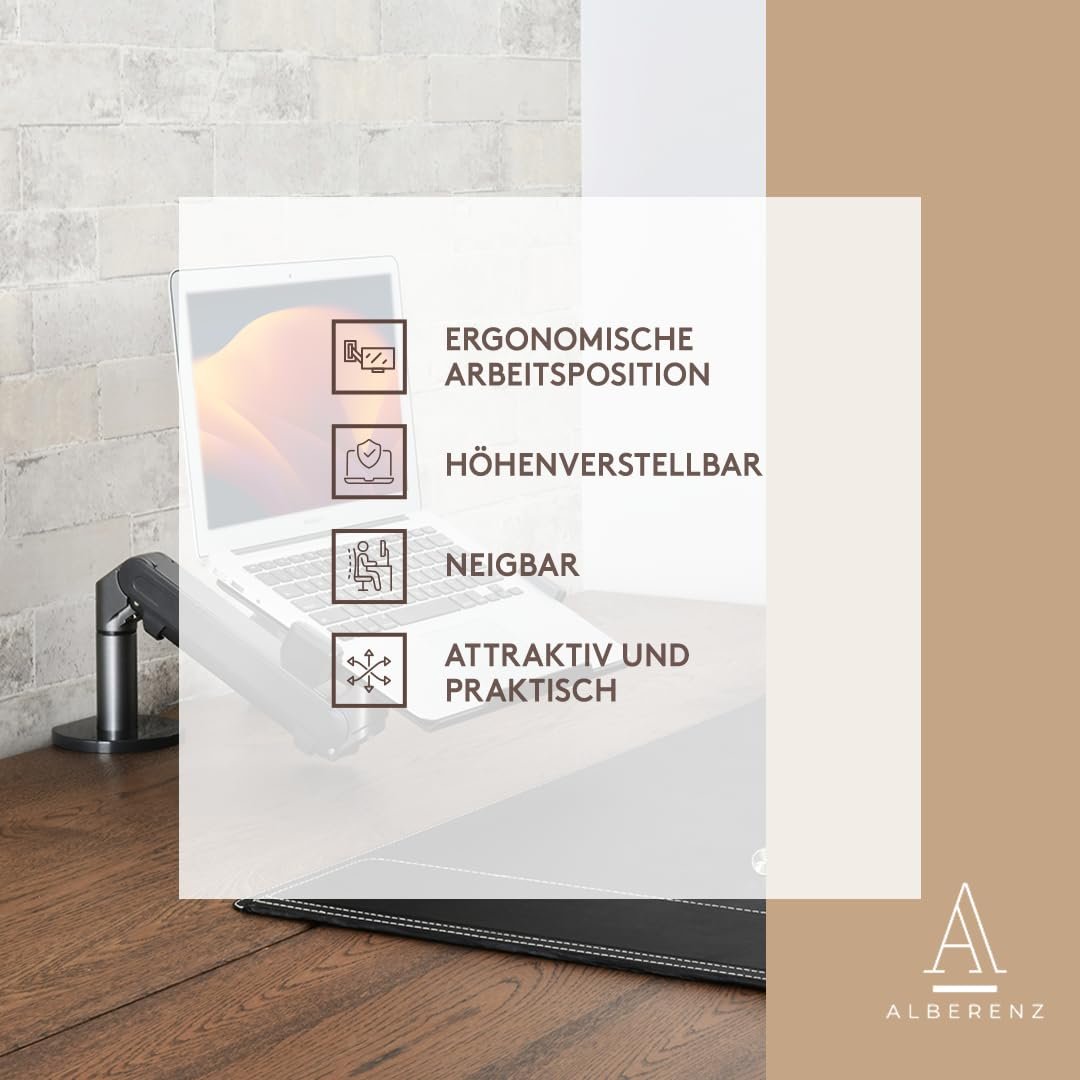 Тримач для ноутбука з газовою пружиною Alberenz 17 дюймів Темно-сірий/Чорний, фото №6