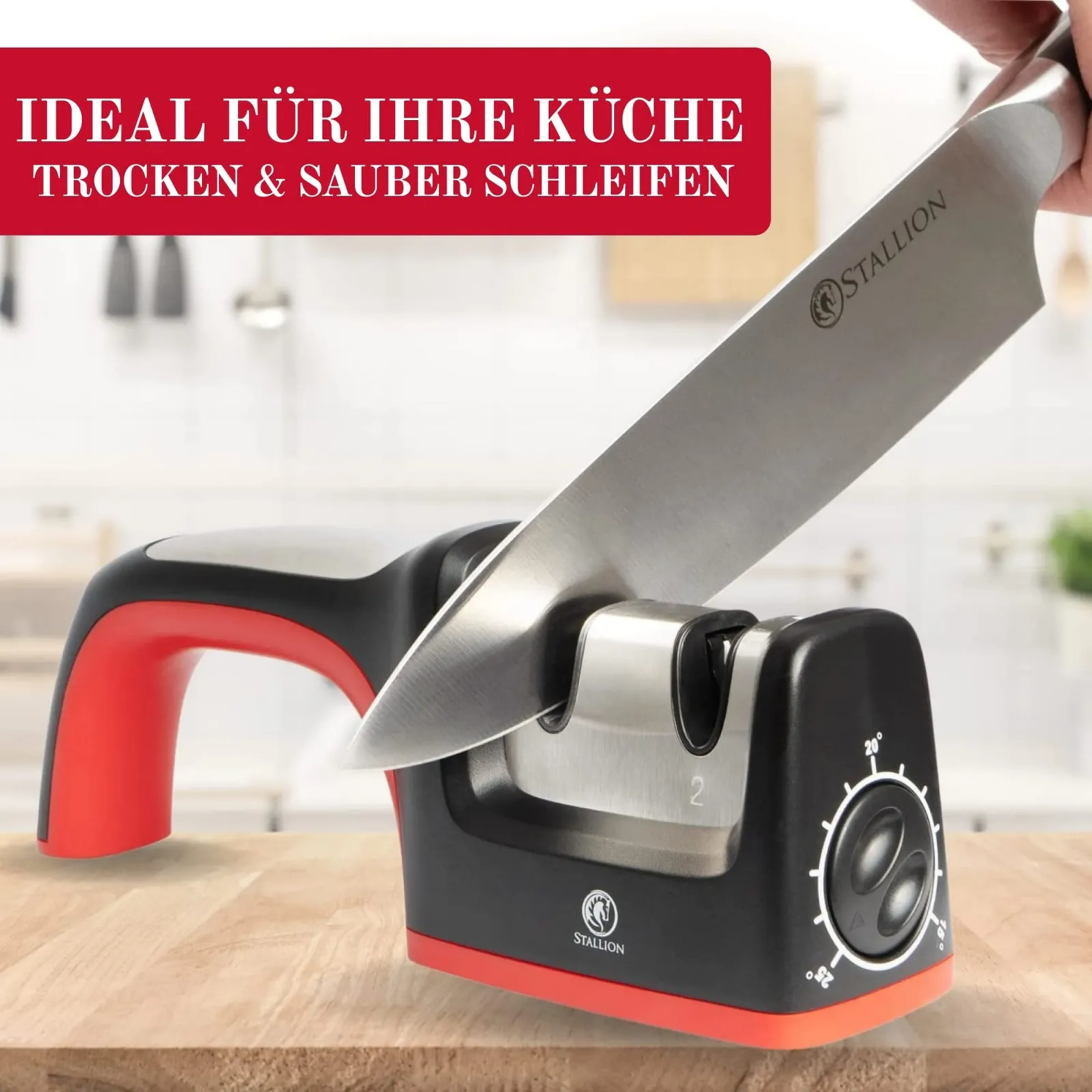 Точило для ножів STALLION Професійна Регульований кут заточування 15-25° Вуглецева сталь та кераміка, фото №7