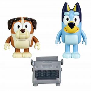 Ігрові фігурки Bluey School Friends, 2 шт, 6,3-7,6 см, з аксесуаром друкарської машинки - Фото 1