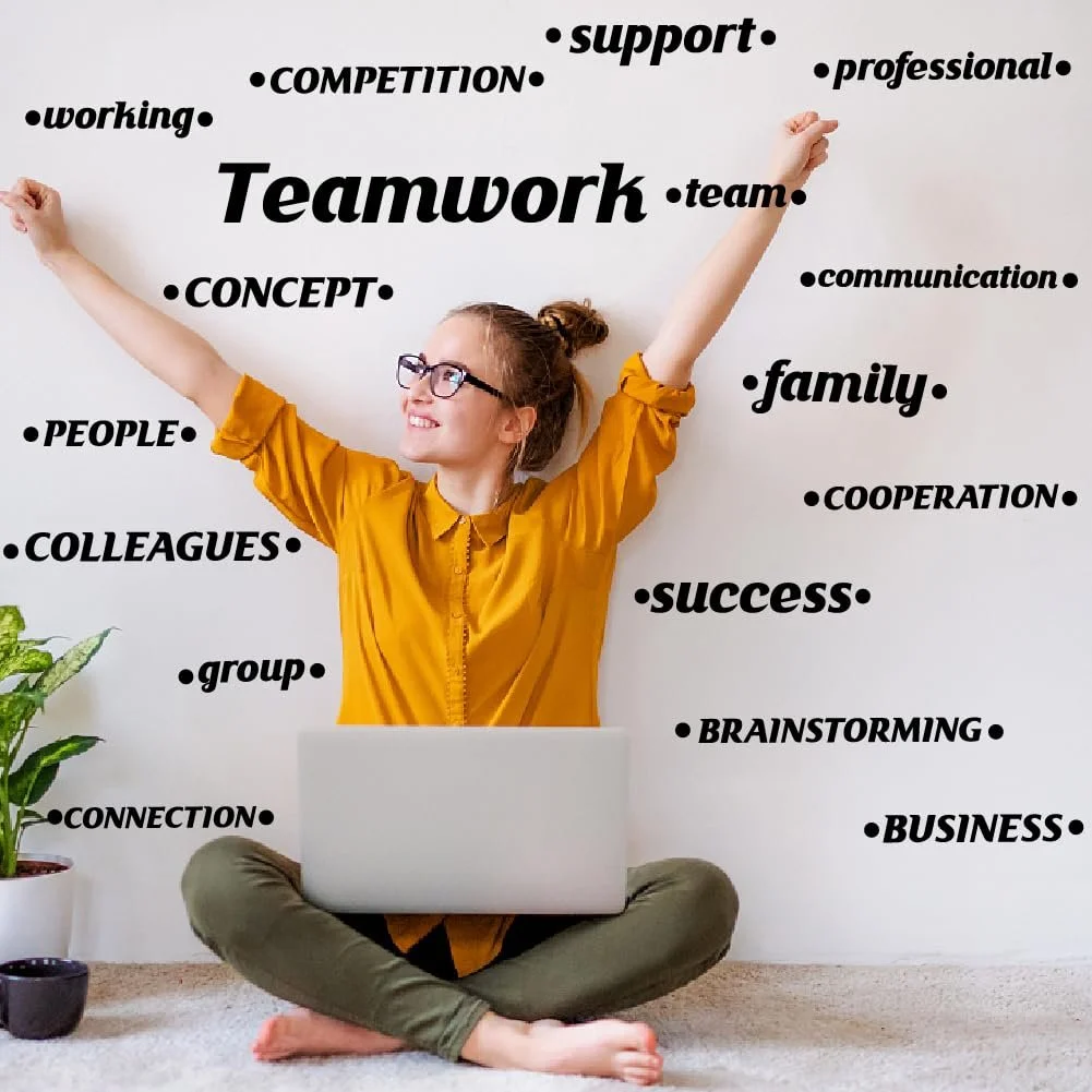 Наклейка на стіну SUPERDANT Teamwork Мотиваційні цитати 96 x 30 см Чорна, фото №4 Наклейка на стіну SUPERDANT Teamwork Мотиваційні цитати 96 x 30 см Чорна, фото №4