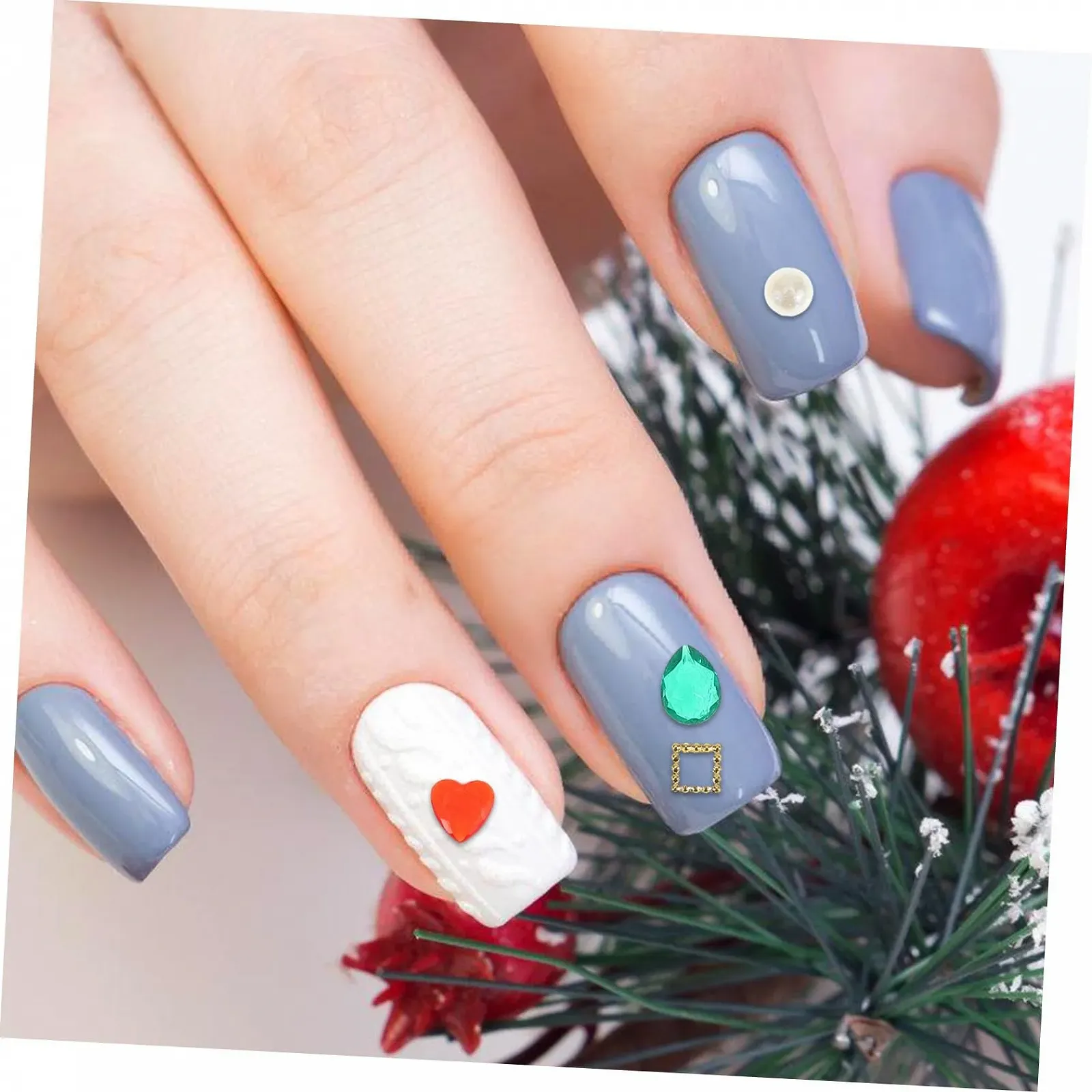 Стрази для манікюру в 6 коробках, 12 відділень, заклепки, скляні стрази для декорування нігтів, фото №6