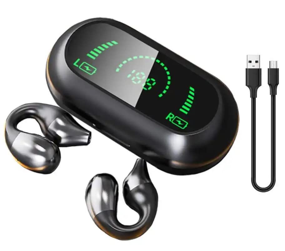 Навушники Panlouting Bluetooth 5.2 Відкриті Кліпсові HD Стерео Шумозаглушення Сенсорне Управління Мікрофон LED Дисплей Зарядний Бокс для Спорту Велоспорту Залу Водіння Бігу, фото №1