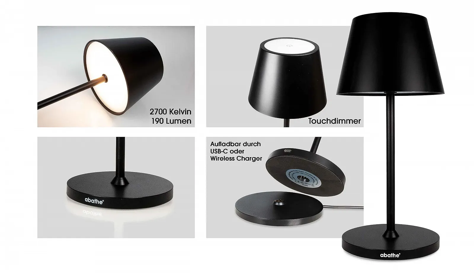 Настільна лампа LED Акумуляторна IP54 2700 K 25 см Біла, фото №3