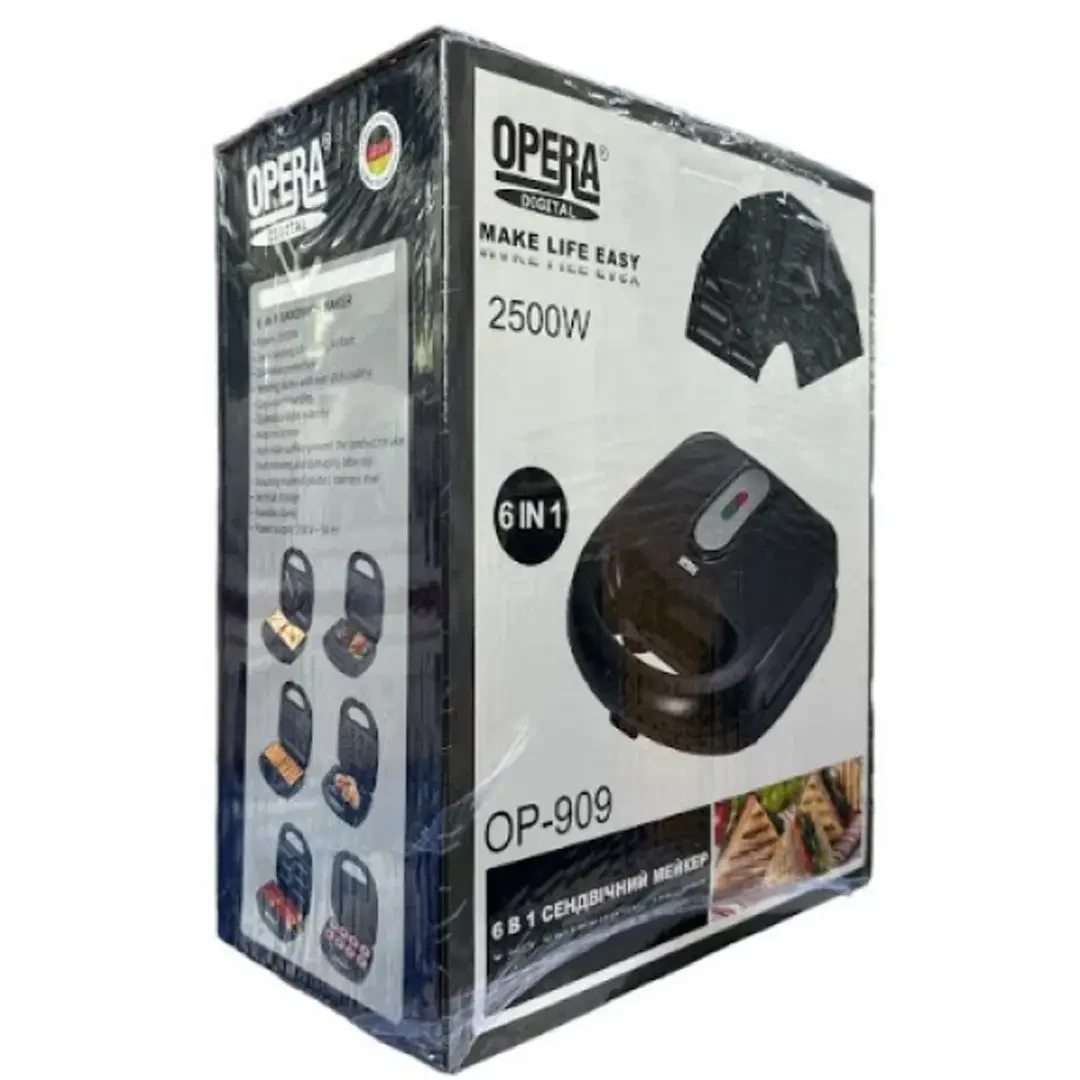 Мультимейкер Сэндвичница со съемными формами 6 в 1 Opera OP-909 на 2500 Вт, фото №8 Мультимейкер Сэндвичница со съемными формами 6 в 1 Opera OP-909 на 2500 Вт, фото №8