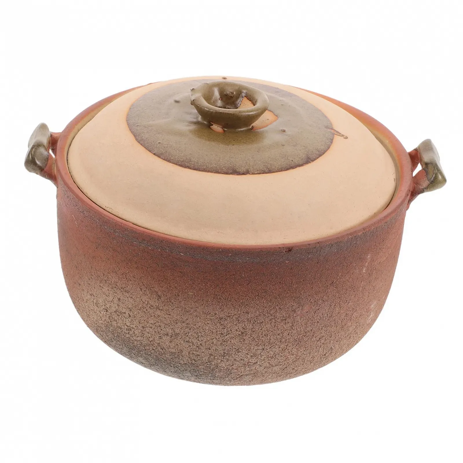 Глиняний горщик японський, теракотовий, герметичний, з кришкою, 2.5 л, з антипригарним покриттям, з ручкою, фото №1
