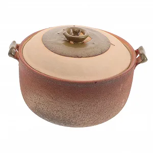 Глиняний горщик японський, теракотовий, герметичний, з кришкою, 2.5 л, з антипригарним покриттям, з ручкою - Фото 1