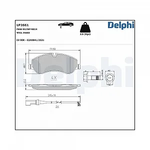 Комплект тормозных колодок, дисковый тормоз DELPHI LP2661 для FORD Передний мост - Фото 1