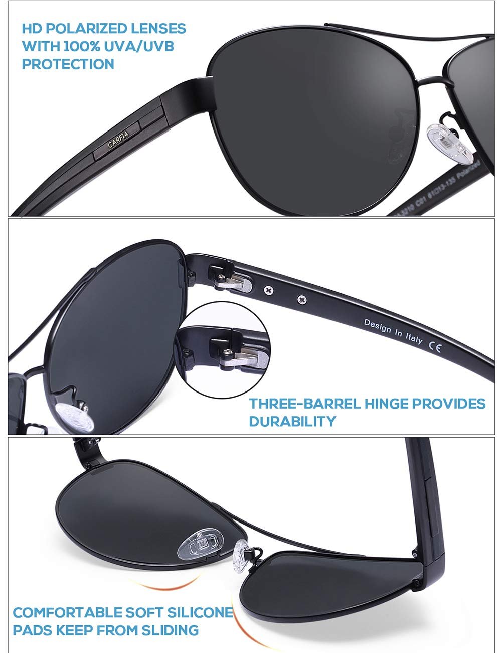 Солнцезащитные очки Retro CARFIA Поляризованные Унисекс Защита UV400, фото №3