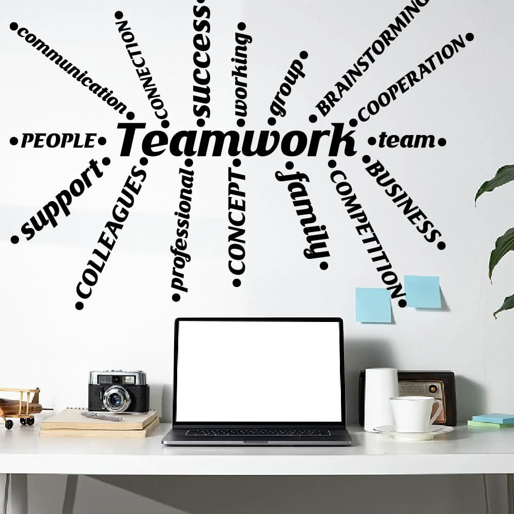 Наклейка на стіну SUPERDANT Teamwork Мотиваційні цитати 96 x 30 см Чорна, фото №1 Наклейка на стіну SUPERDANT Teamwork Мотиваційні цитати 96 x 30 см Чорна, фото №1