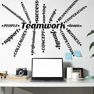 Наклейка на стіну SUPERDANT Teamwork Мотиваційні цитати 96 x 30 см Чорна - Фото 1
