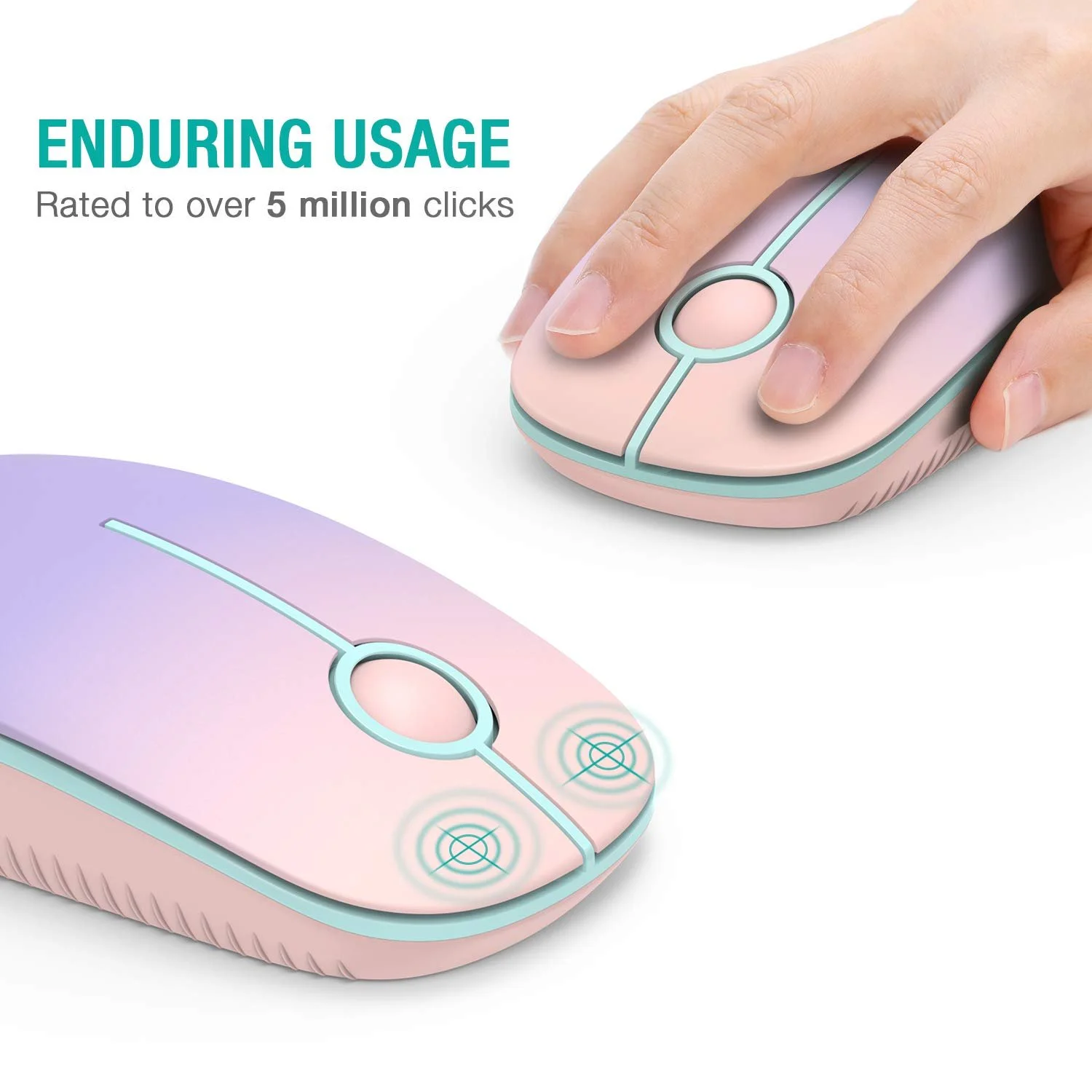 Мышь беспроводная Seenda 1600 DPI розовая и фиолетовая, фото №3