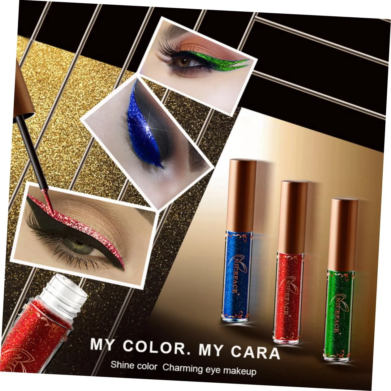 Рідка Підводка для очей minkissy з металевим відтінком, фото №2