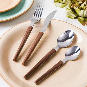 Набір столових приборів з дерев'яною ручкою Diletta, 24 предмети synthetic.ua - Фото 1