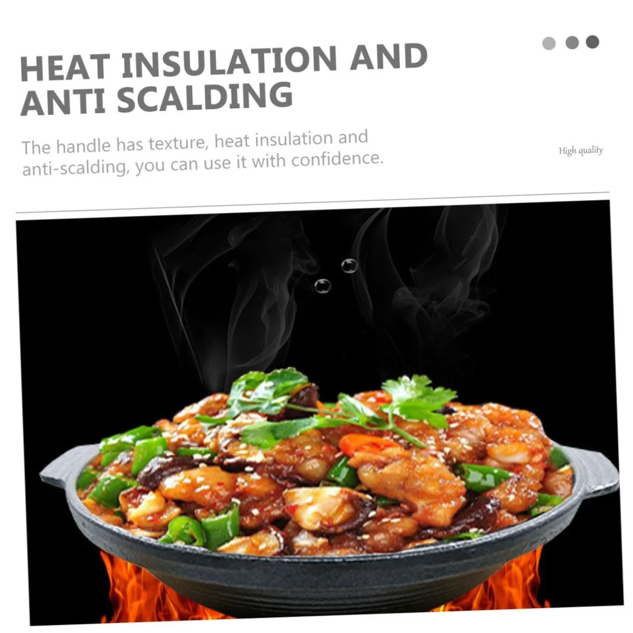 Кастрюля чугунная с антипригарным покрытием эргономичной ручкой для риса и тушения, фото №4