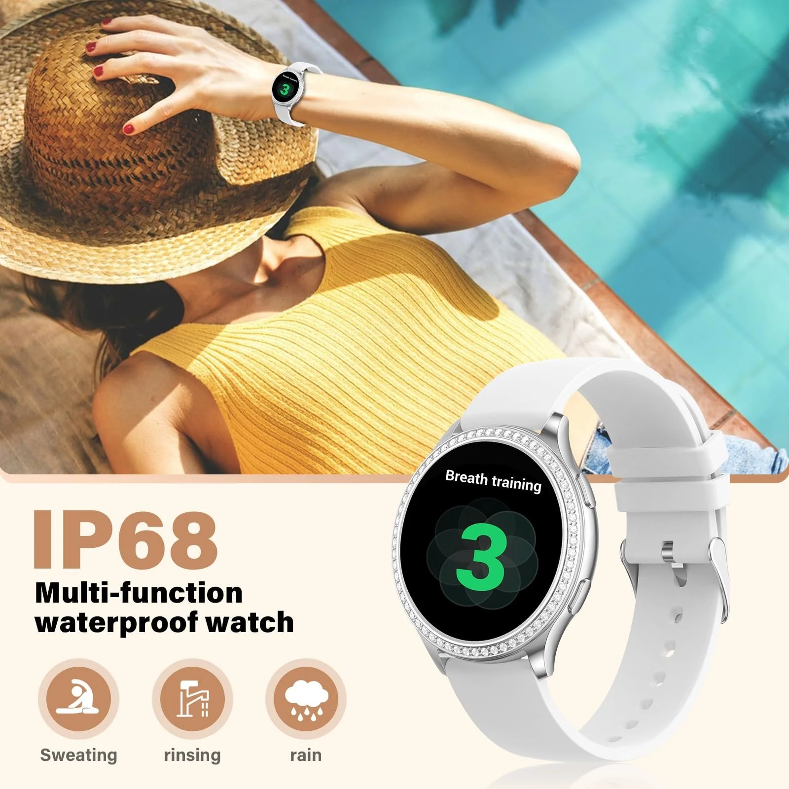 Женские смарт-часы Cycle Tracker & SpO2, анализ сна, IP67 водонепроницаемый, фото №7 Женские смарт-часы Cycle Tracker & SpO2, анализ сна, IP67 водонепроницаемый, фото №7