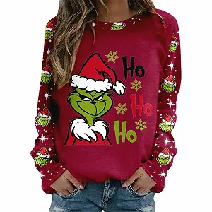 Рождественский джемпер BHXUTK Женский зимний пуловер Рождественская женская толстовка Рождественский джемпер Женская рубашка с длинными рукавами Рождественские топы для женщин Девушки-подростки Рождественские топы - Фото 1