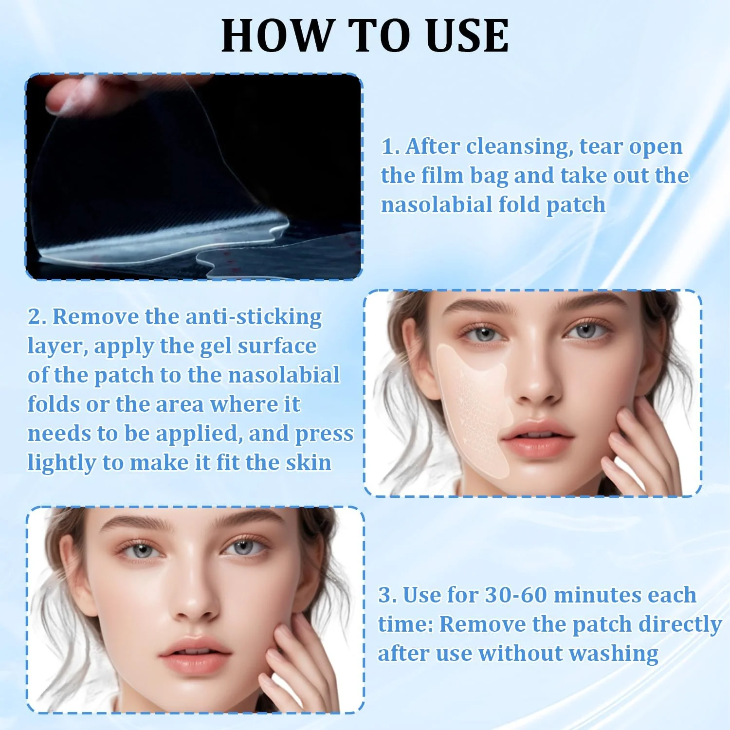 Пластирі проти зморшок 20 шт для обличчя від зморшок навколо рота, фото №5