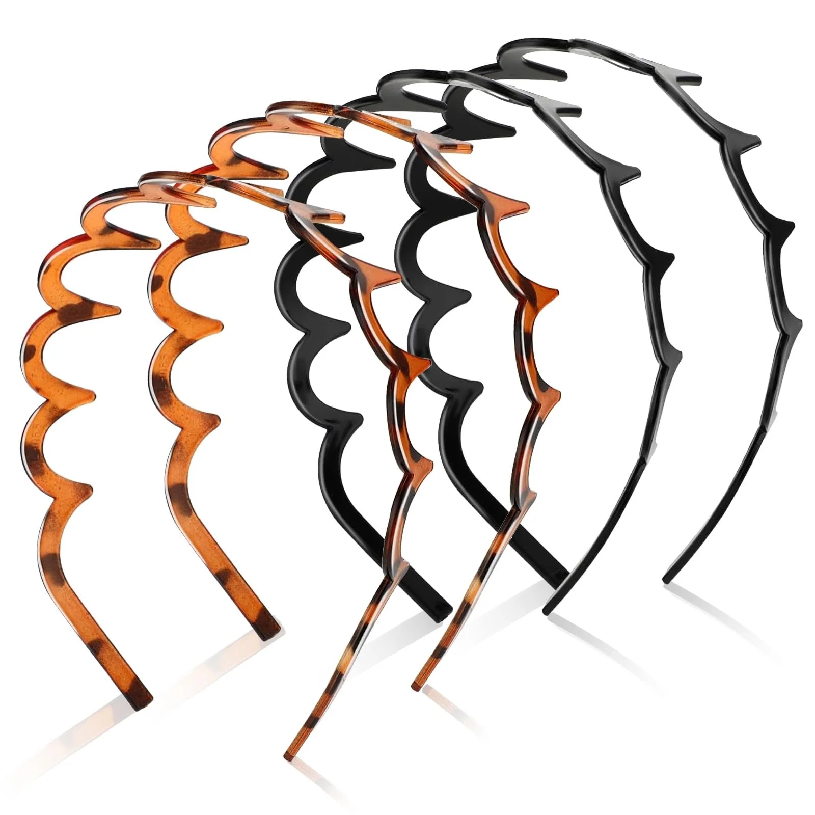 Набір з 4 х хвилястих пластикових обручів для волосся, фото №1