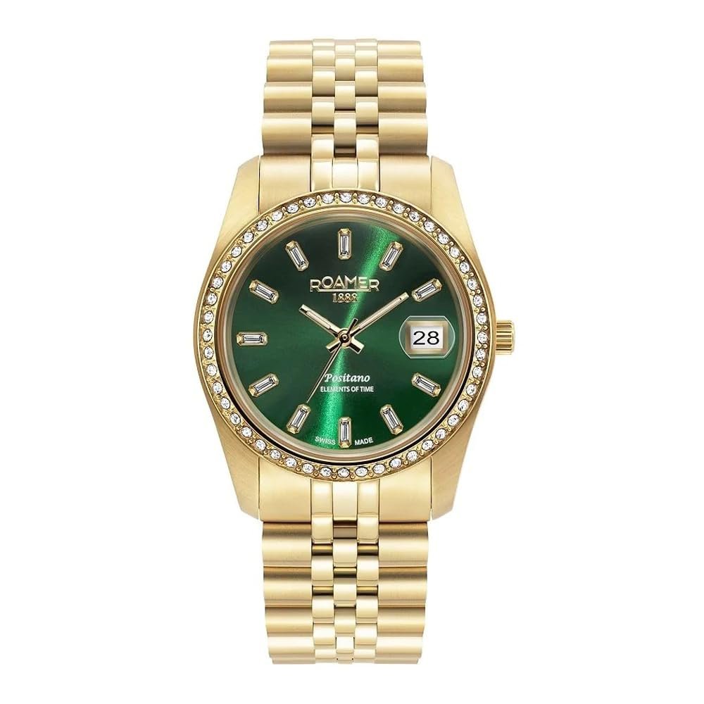 Часы Roamer Positano 853858 Аналоговые Кварцевые Золотой/Золотой/Зеленый, фото №1 Часы Roamer Positano 853858 Аналоговые Кварцевые Золотой/Золотой/Зеленый, фото №1