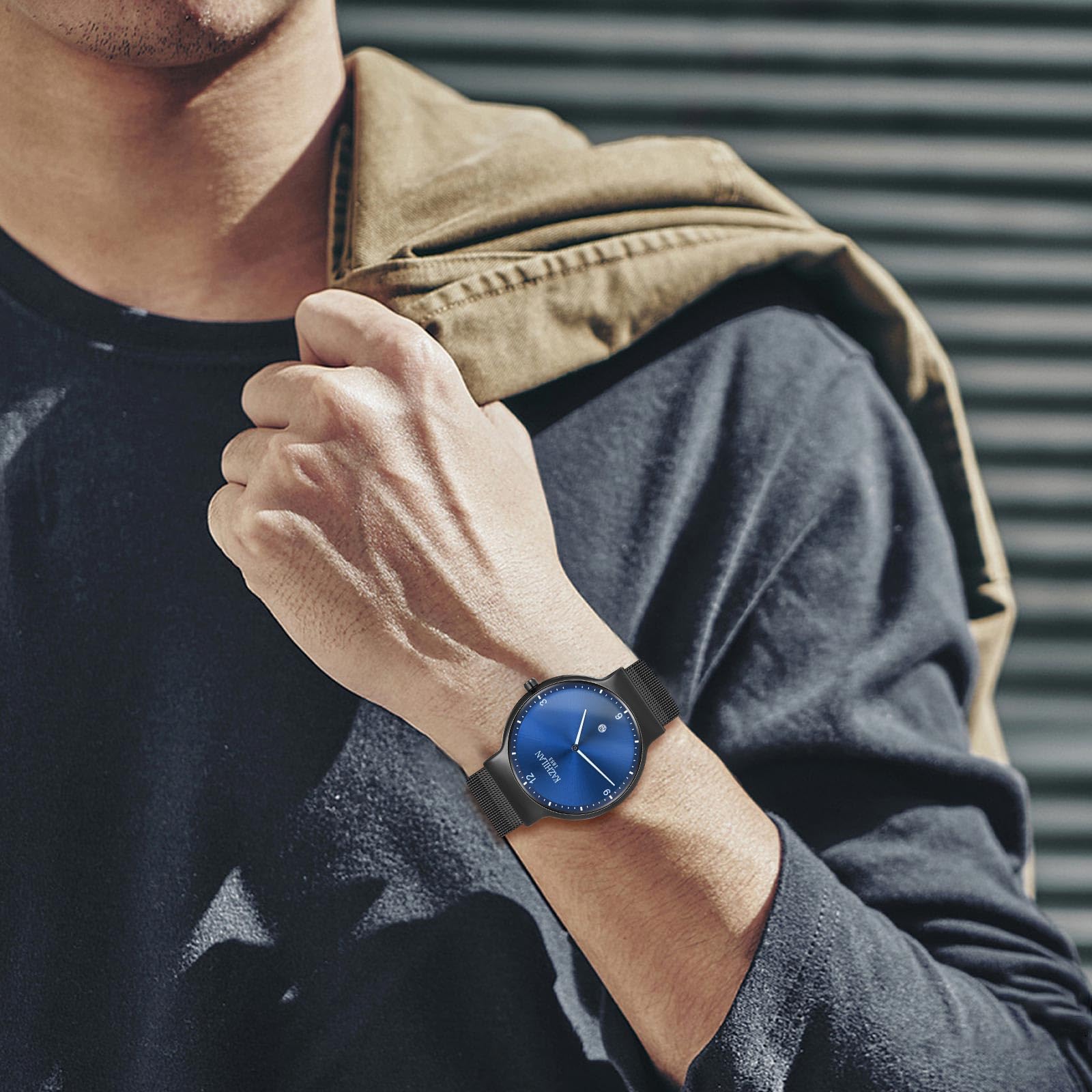 Часы MICGIGI Мужские Кварцевые Ультра Тонкий Циферблат Круглый Простой Стиль с Ремешком из Нержавеющей Стали Синий, фото №5 Часы MICGIGI Мужские Кварцевые Ультра Тонкий Циферблат Круглый Простой Стиль с Ремешком из Нержавеющей Стали Синий, фото №5