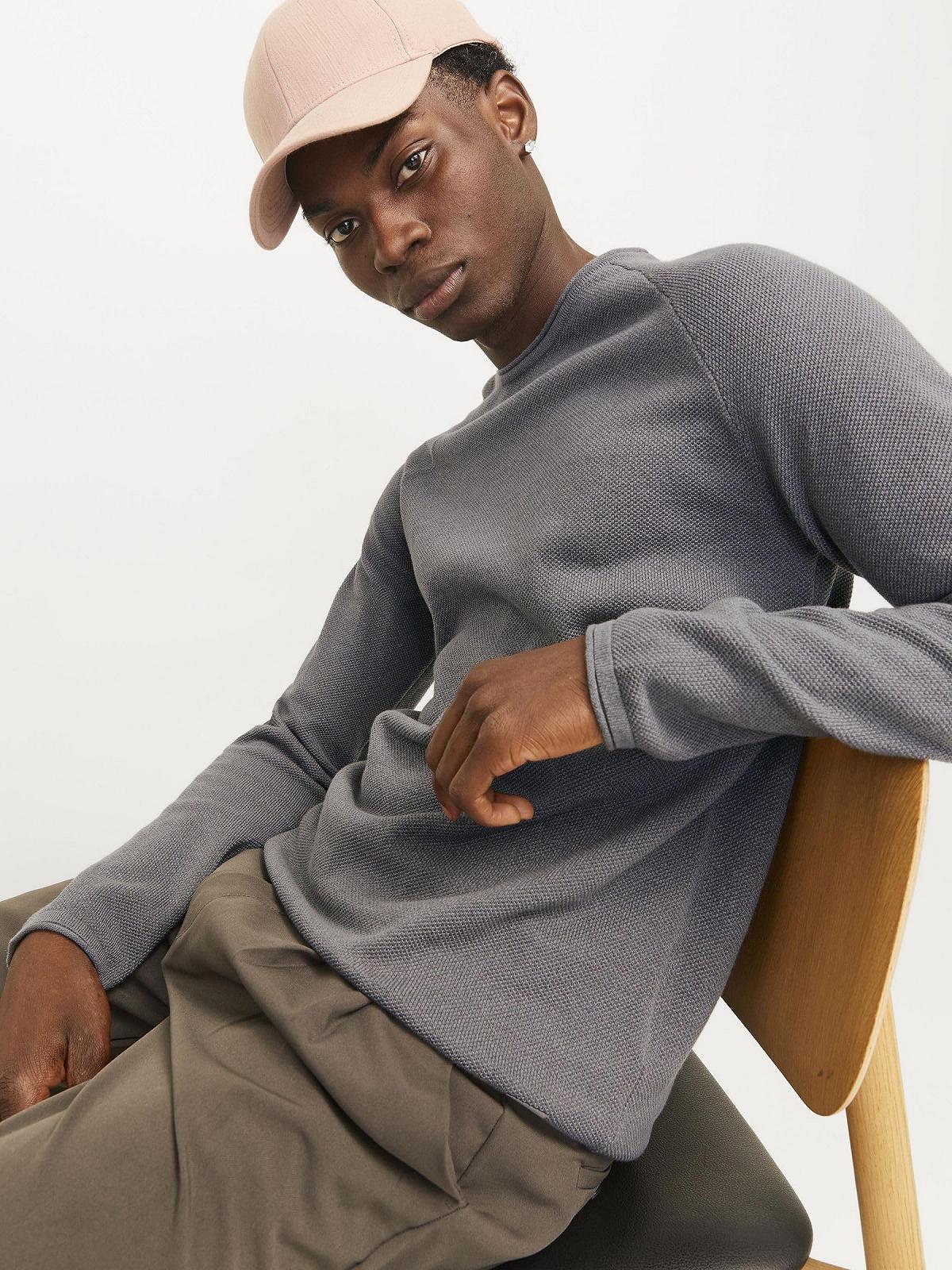 Джемпер JACK & JONES JJEHILL Чоловічий В'язаний З круглим вирізом Базовий З довгими рукавами Бавовняна сорочка, фото №7