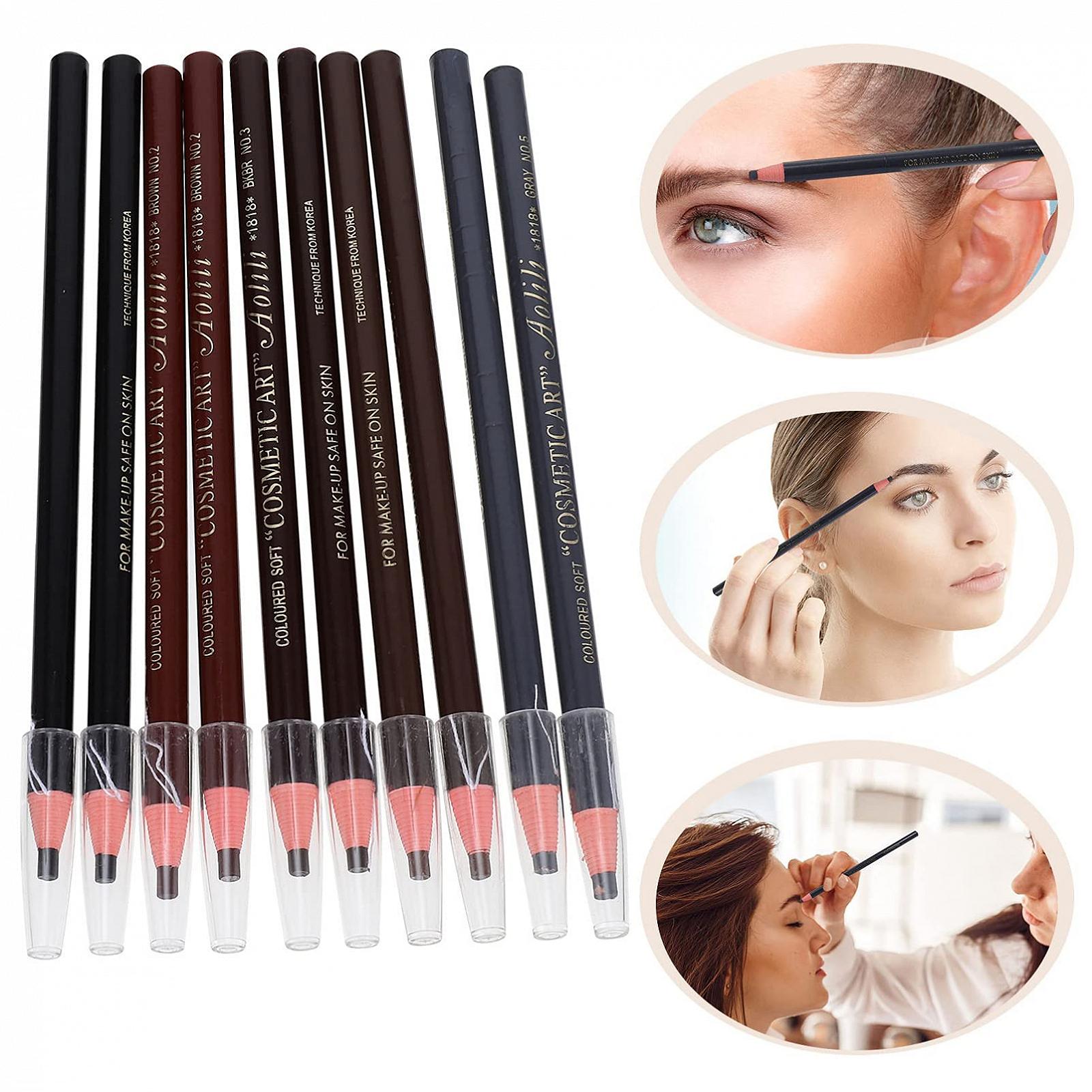 Олівець для брів Uonlytech Microblading Eyebrow Peel Off Pencil Чорний Упаковка з 10 штук, фото №5